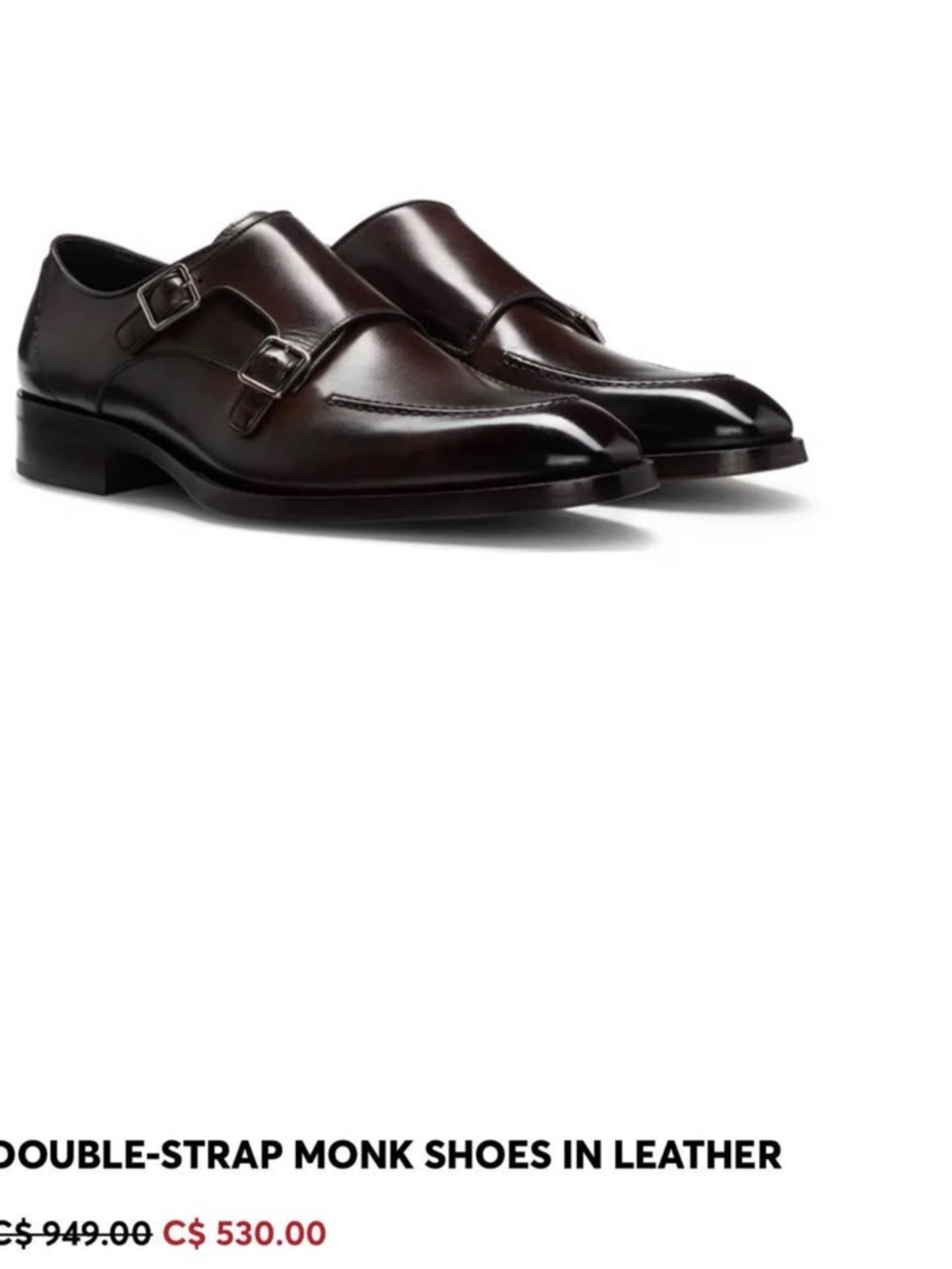 Hugo Boss Double-Strap Monk Shoes in Dark Brown Leather